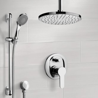 Shower Faucet Chrome Shower Set with Rain Ceiling Shower Head and Hand Shower Remer SFR48